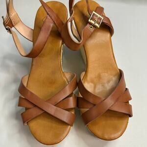 St. John's Bay Platform Wedge Sandals Size 10 M in Brown